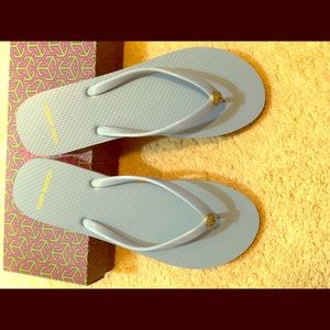 Tory Burch NIB baby blue flip flops
